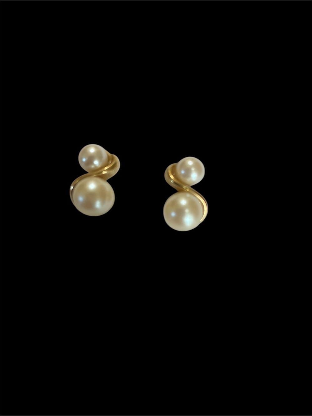 Nordstrom Gold-Tone Double Pearl Twist Stud Earrings